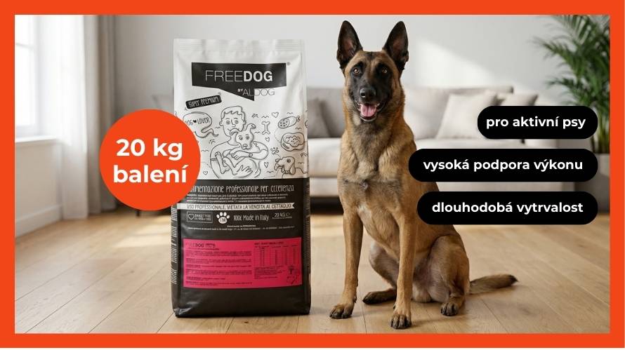 ALDOG FREEDOG Energy – balení a pes