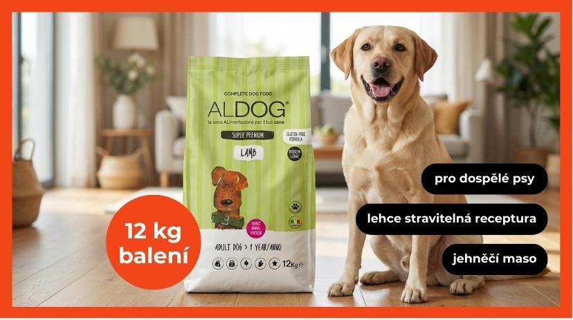 ALDOG Lamb Medium – balení a pes