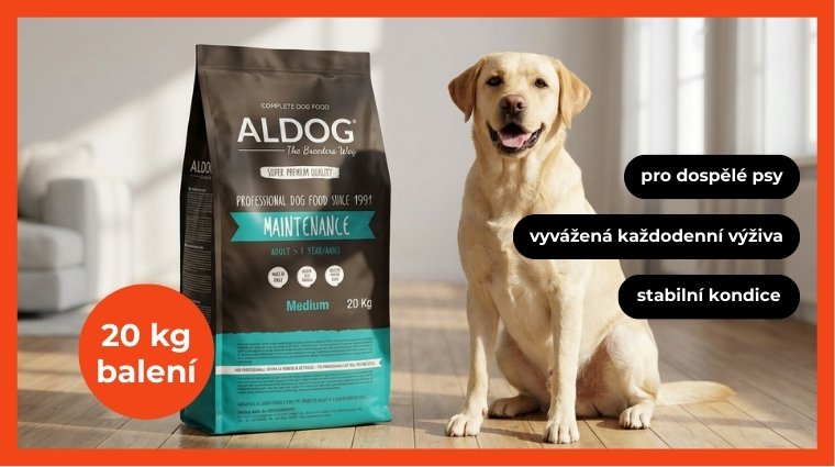 ALDOG Maintenance Medium – 20 kg balení a pes