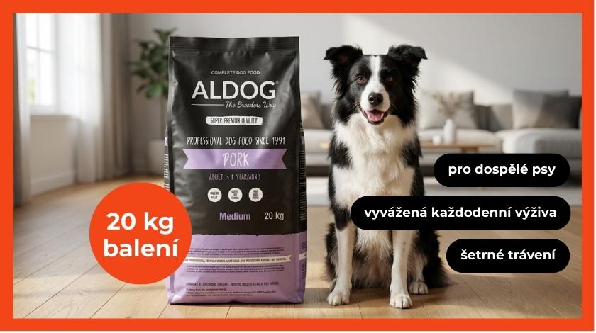 ALDOG Pork Medium – balení a pes