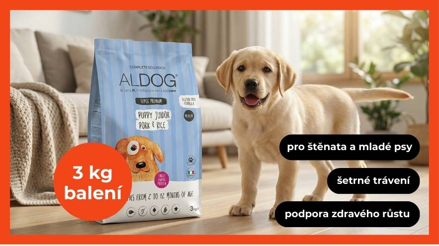 ALDOG Puppy Junior Pork & Rice Medium – štěně a balení