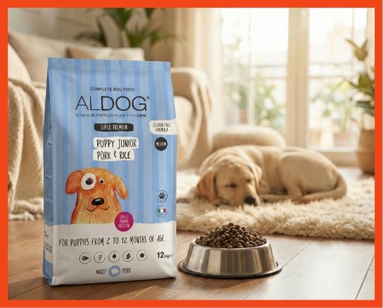 ALDOG Puppy Junior Pork & Rice – pes a miska