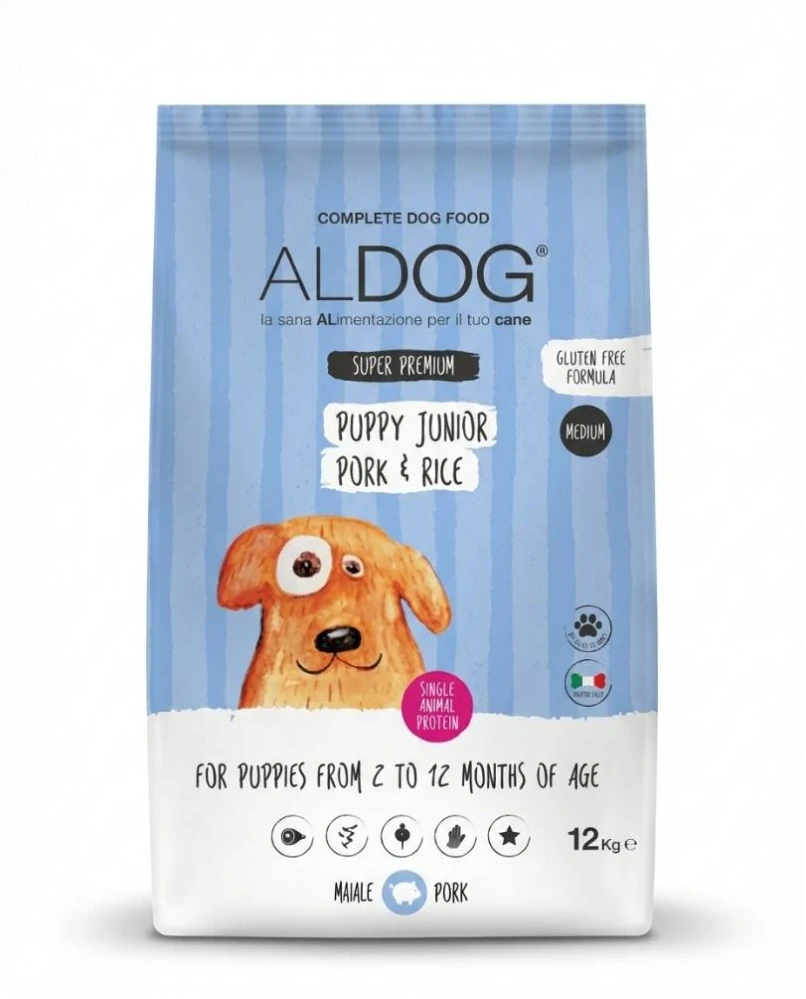 Aldog Puppy Junior Pork Rice Medium 12 kg - pro štěňata