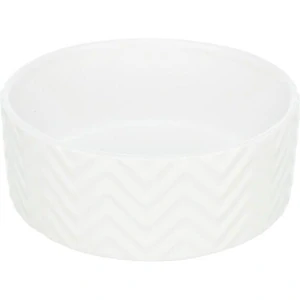 Keramická miska pro psy s vroubkem 1,6l/20 cm bílá